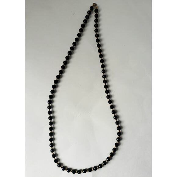 Vintage Monet Black and Gold Toned Beaded Fashion/Costume Necklace - Picture 6 of 6